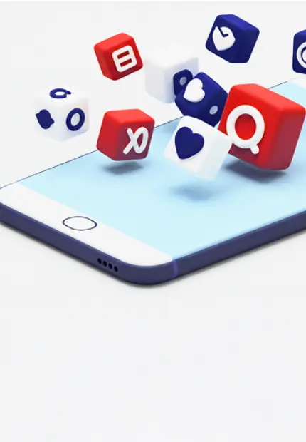 Ilustração de dispositivos móveis e interface de aplicativo