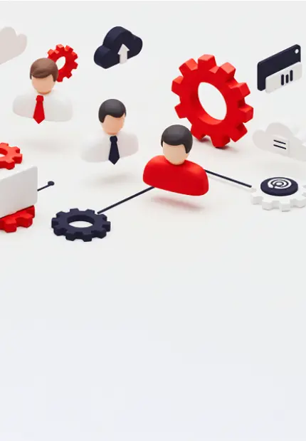 Equipe de profissionais técnicos trabalhando em conjunto